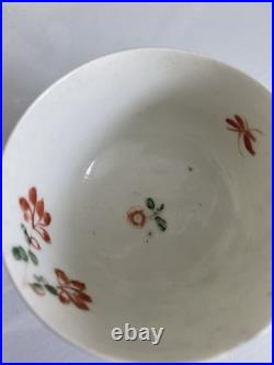 Early Worcester Hibiscus Honeysuckle Pattern Tea Bowl Saucer c1758 Antique Rare