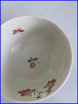 Early Worcester Hibiscus Honeysuckle Pattern Tea Bowl Saucer c1758 Antique Rare