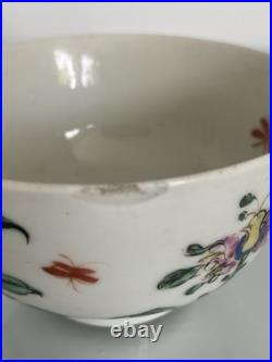 Early Worcester Hibiscus Honeysuckle Pattern Tea Bowl Saucer c1758 Antique Rare