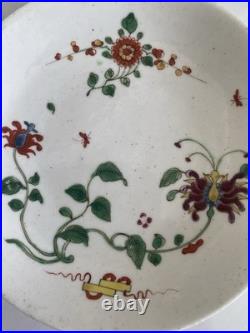 Early Worcester Hibiscus Honeysuckle Pattern Tea Bowl Saucer c1758 Antique Rare