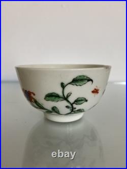 Early Worcester Hibiscus Pattern Tea Bowl & Saucer c1758 Antique Georgian Rare
