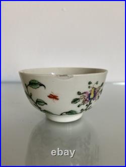 Early Worcester Hibiscus Pattern Tea Bowl & Saucer c1758 Antique Georgian Rare