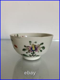 Early Worcester Hibiscus Pattern Tea Bowl & Saucer c1758 Antique Georgian Rare