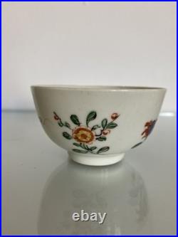 Early Worcester Hibiscus Pattern Tea Bowl & Saucer c1758 Antique Georgian Rare
