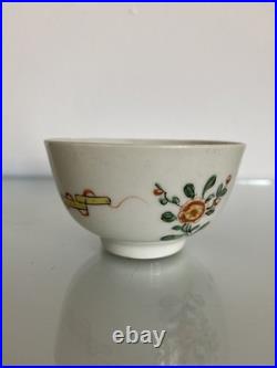 Early Worcester Hibiscus Pattern Tea Bowl & Saucer c1758 Antique Georgian Rare