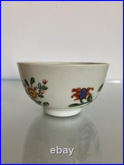 Early Worcester Hibiscus Pattern Tea Bowl & Saucer c1758 Antique Georgian Rare