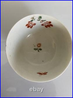 Early Worcester Hibiscus Pattern Tea Bowl & Saucer c1758 Antique Georgian Rare
