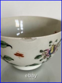 Early Worcester Hibiscus Pattern Tea Bowl & Saucer c1758 Antique Georgian Rare