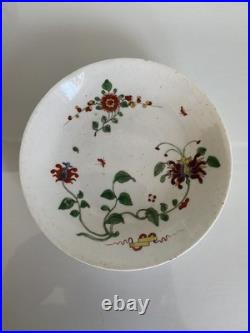 Early Worcester Hibiscus Pattern Tea Bowl & Saucer c1758 Antique Georgian Rare