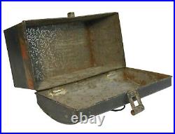 Early-mid 19th C American Antique Hnd Pntd Dec Toleware Tin Box/latch/wire Pull