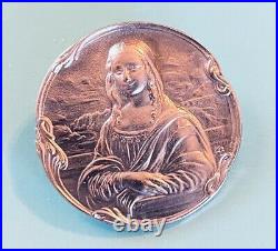 Ex Rare Antique ARMAND BARGAS -Mona Lisa Silver Plated Button, 1890s/early1900