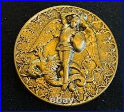 Ex Rare Antique St Michael slaying The DRAGON, Ca, 1890s/early 1900s