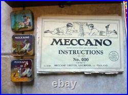 Extremely Rare! Antique Meccano Erector Set No. 000 Wood Box, Very Early Set Exc