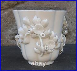 Extremely Rare Early 18th C Chantilly Soft Porcelain Lobed Beaker with Blossoms