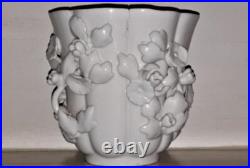 Extremely Rare Early 18th C Chantilly Soft Porcelain Lobed Beaker with Blossoms