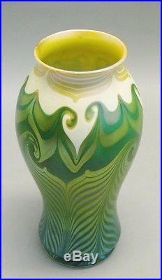 Extremely Rare & Early Green Art Glass Lamp c. 1910 Antique American vase