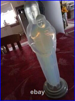 Extremely Rare Opalescent Madonna and Child Centre Piece Art Deco Original Stand