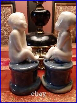 Extremely Rare Pair Of Doulton Harradine Amused Child Figures H48
