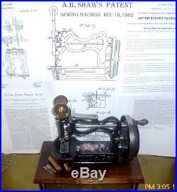 Extremely Rare, rated R/4 Early American Shaw Patent antique sewing machine, c1863
