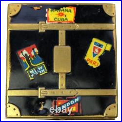 Extremely rare antique novelty suitcase enamel Compact Powder Box C. Early 20thC