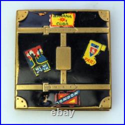 Extremely rare antique novelty suitcase enamel Compact Powder Box C. Early 20thC
