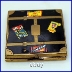 Extremely rare antique novelty suitcase enamel Compact Powder Box C. Early 20thC