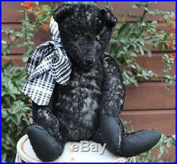 Extremely rare early black mohair teddy bear c1910