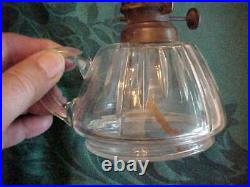 FABULOUS Early Cut Glass Finger Lamp RARE Wright & Butler Burner EXCELLENT