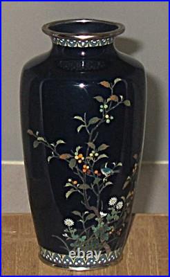 Fine Antique Early Inaba Signed Japanese Cloisonne Vase Rare Mark with Bird