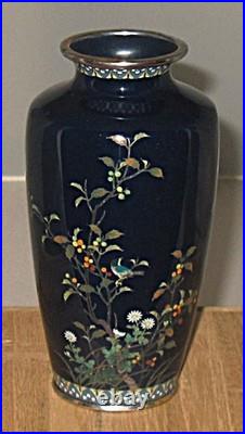 Fine Antique Early Inaba Signed Japanese Cloisonne Vase Rare Mark with Bird