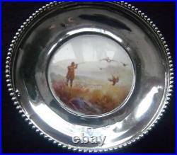 Fine quality rare silver antique hand painted pin dish Royal Worcester R Rushton