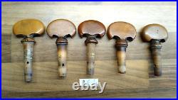 Five Fine & Rare Early 19th C. Antique Boxwood Cello Pegs. (A. C. 2) Five Fine & Rare Early 19th C. Antique Boxwood Cello Pegs. (A. C. 2)