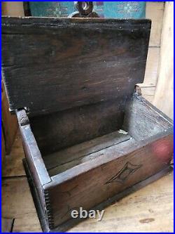 For Restoration Very Rare Early Carved Hanging Box Salt Candle Bible Box damaged