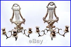 French Empire Figural Bronze Wall Sconce Gas-Light (C. 1810) Lyre Rare Early Lamp
