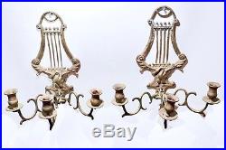 French Empire Figural Bronze Wall Sconce Gas-Light (C. 1810) Lyre Rare Early Lamp