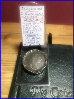 George III 1797 Two Pence Large Cartwheel RARE Counter-? Stamped (41mm) Antique George III 1797 Two Pence Large Cartwheel RARE Counter-? Stamped (41mm) Antique