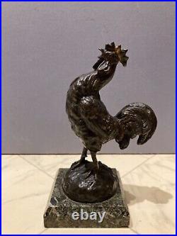 Georges Omerth Rare Early 20thC French Bronze Cockerel Car Mascot Hood Ornament