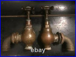Globe Belfast Sink Taps Brass Bronze Early 19th Century Antique Bath Taps Rare