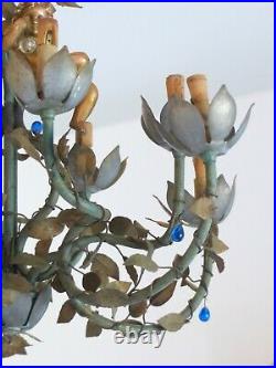 HUGE Italian Chandelier Rare Pair Gilded Cherub Floral them 10 lights Early 20TH
