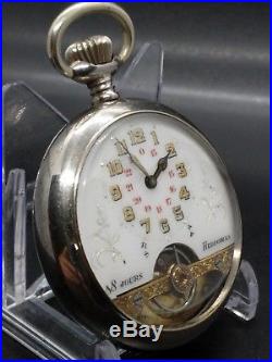 Hebdomas RARE 24 Hour! Military Time Antique Early 8 Days Pocket Watch (Working)