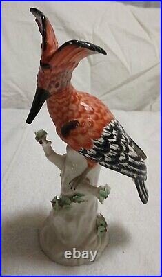 Hoopoe Porcelain Bird on Stump Rare fine about 12inch tall weight 2 lb