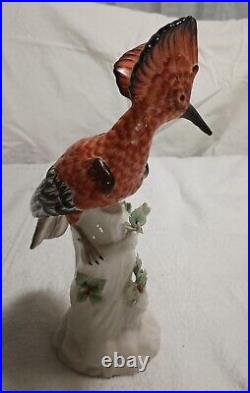 Hoopoe Porcelain Bird on Stump Rare fine about 12inch tall weight 2 lb
