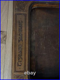 Irish Antique I Laid Tray In Gaelic Language Super Rare A Total One Off