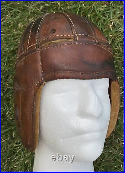 KILLER Early Old Antique 1930s VINTAGE Brown ALL Leather Football Helmet RARE