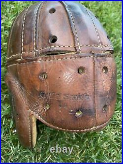 KILLER Early Old Antique 1930s VINTAGE Brown ALL Leather Football Helmet RARE
