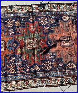 Kazakh Kazak caucasian rug runner Rare Antique 19th Early 20th Century Vibrant