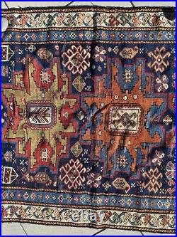 Kazakh Kazak caucasian rug runner Rare Antique 19th Early 20th Century Vibrant