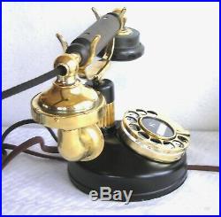 Kellogg Rare Grabaphone Very Early Dial Desk & 24k Gold Bells Antique Telephone