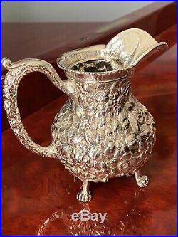 Kirk Stieff Baltimore Sterling Silver RARE EARLY 3 piece Tea Set Repousse c1900