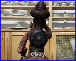 LARGE RARE PAIR EARLY 19thc ASIAN POLYCHROME CARVED HORSES WITH MUGHAL RIDERS